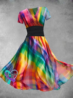 Women’s Rainbow Plaid Art Design Maxi Dress Color / S