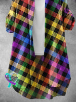 Women’s Rainbow Plaid Pattern Art Print Dress