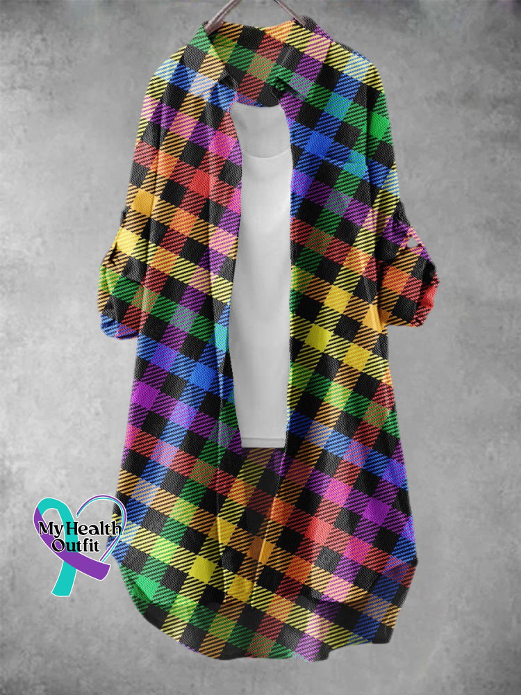 Women’s Rainbow Plaid Pattern Art Print Dress Muilticolor / S