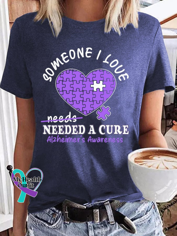 Women’s Someone I Love Needed A Cure Alzheimer’s Awareness Tee Navy / S