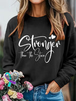 Women’s Stronger Than The Storm Inspirational Casual Sweatshirt Black / S