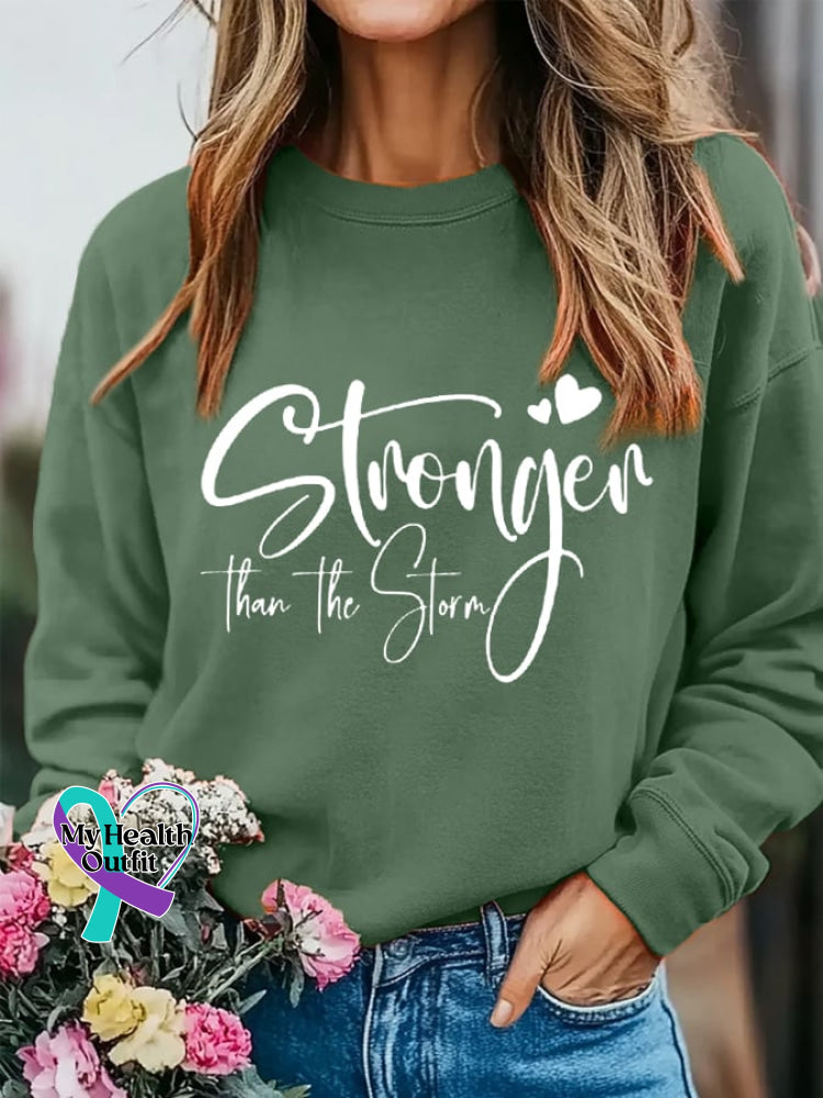 Women’s Stronger Than The Storm Inspirational Casual Sweatshirt Green / S