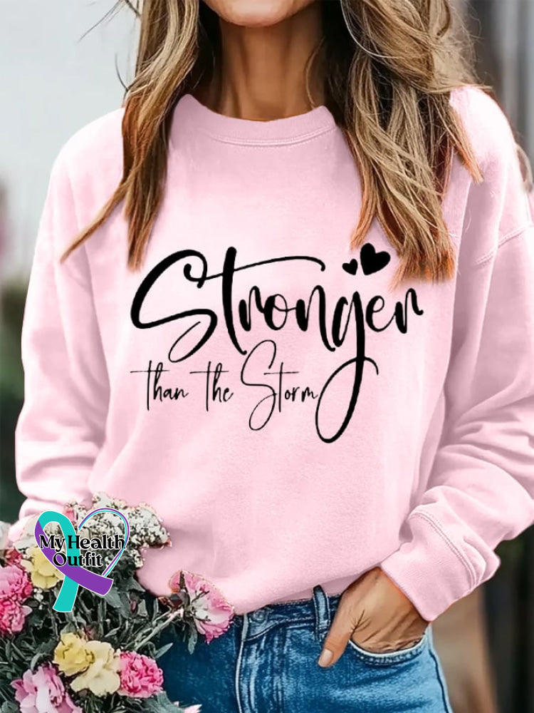 Women’s Stronger Than The Storm Inspirational Casual Sweatshirt Pink / S
