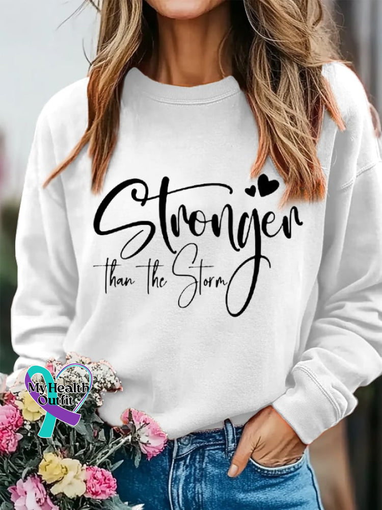 Women’s Stronger Than The Storm Inspirational Casual Sweatshirt White / S