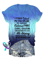 Women’s Support National Parks Print V Neck T-Shirt Blue / S