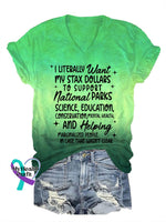 Women’s Support National Parks Print V Neck T-Shirt Green / S