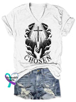 Women’s Vintage Jesus Art Print V-neck Casual T-Shirt White / S