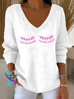 Women’s YEAH THEY ARE GONE THEY TRIED TO KILL ME Breast Cancer Awareness Casual Pullover Sweater Whie / S