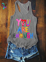 Women’s You Are Enough Art Print Tank Top Grey / S