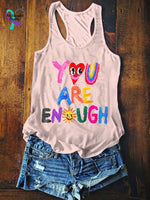 Women’s You Are Enough Art Print Tank Top Pink / S