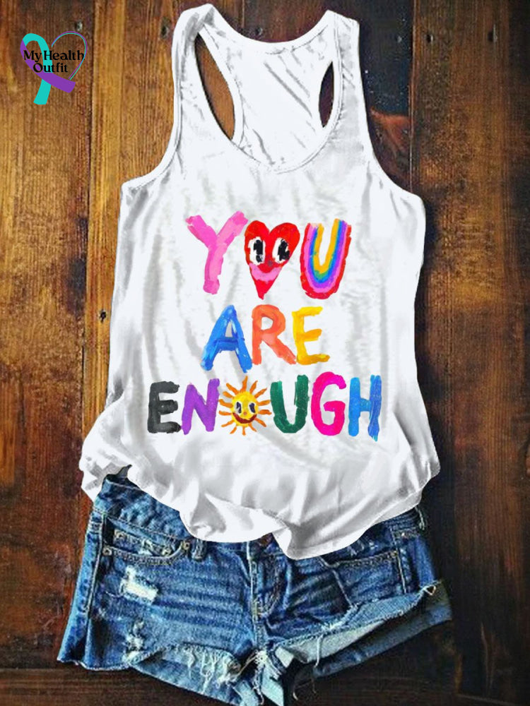 Women’s You Are Enough Art Print Tank Top White / S