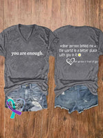 Women’s You Are Enough Dear Person Behind Me Print T-Shirt Grey / S