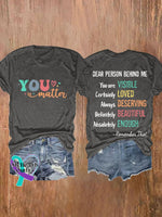 Women’s You Matter Dear Person Behind Me Print Casual T-Shirt Dark Grey / S