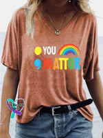 Women’s YOU MATTER Mental Health Awareness V-neck Casual T-Shirt Orange / S