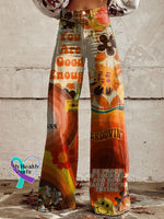 You Are Good Enough Retro Hippie Print Casual Wide Leg Pants Multicolor / Xs