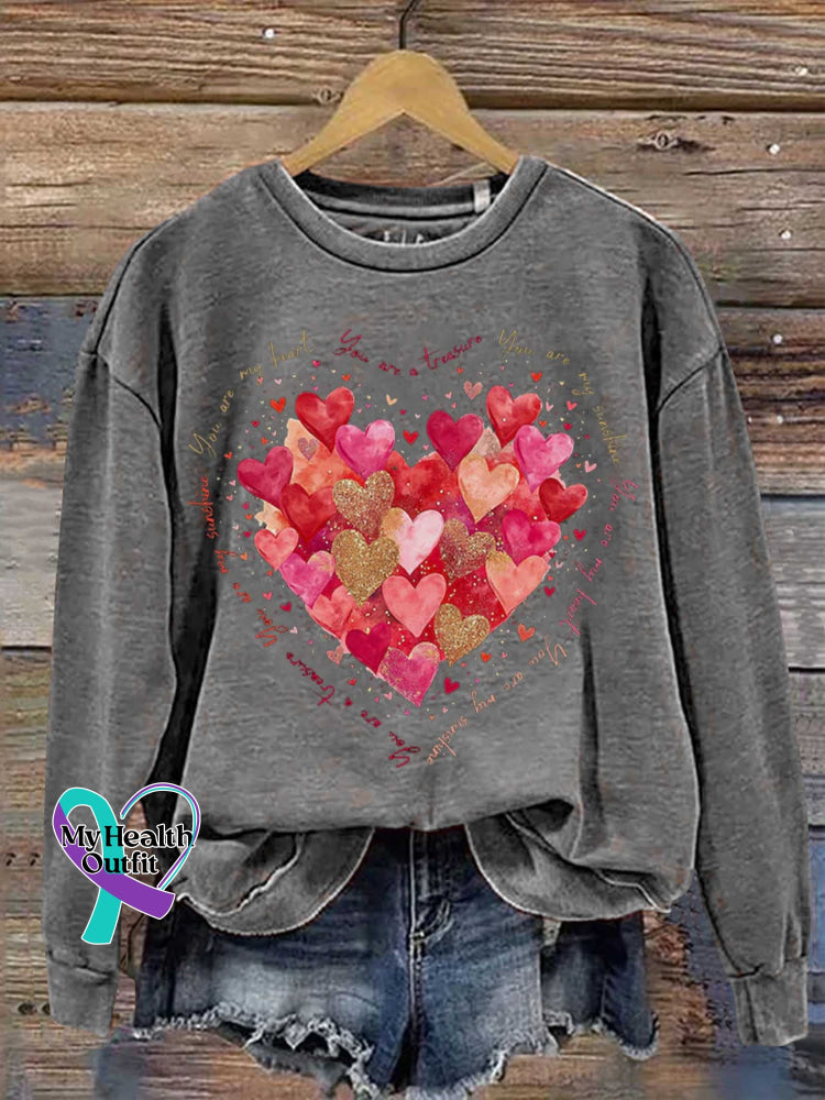 You Are My Heart You Are My Sunshine Valentine’s Day Print Casual Sweatshirt Grey / S