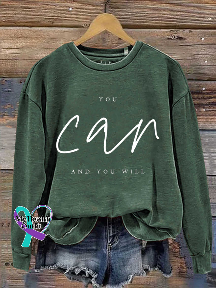 You Can And You Will Print Casual Sweatshirt Green / S
