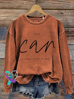 You Can And You Will Print Casual Sweatshirt Orange / S