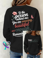 You Matter,dear Person Behind Me Casual Waffle Sweatshirt Black / S