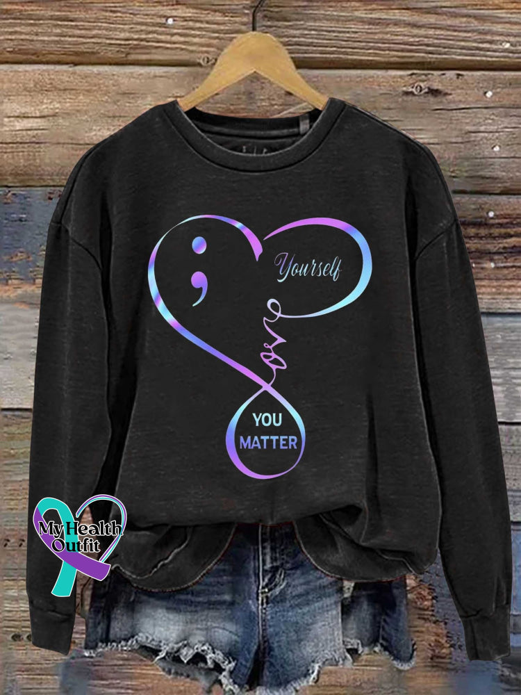 You Matter Suicide Prevention Awareness Casual Sweatshirt Black / S