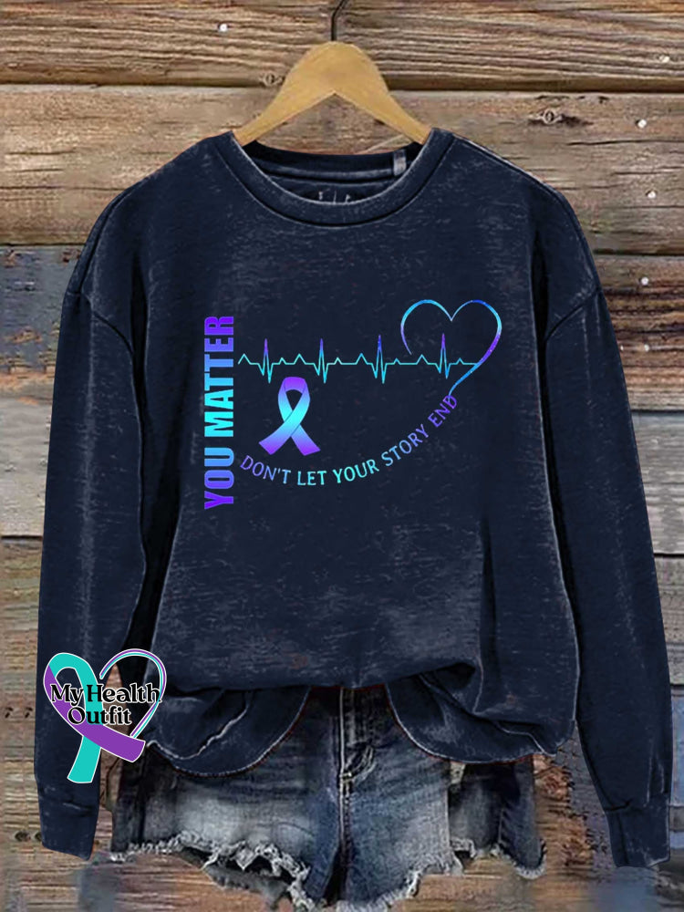 You Matter Suicide Prevention Awareness Casual Sweatshirt Blue / S