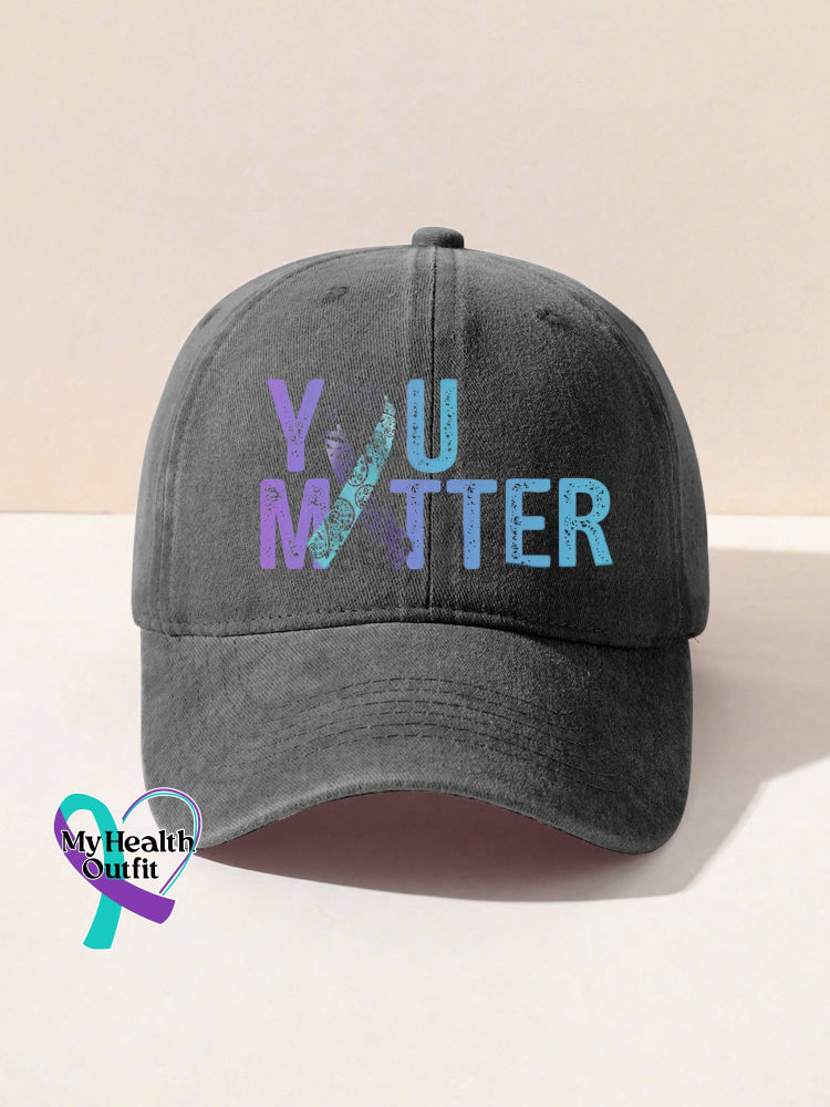 You Matter Suicide Prevention Awareness Print Hats Grey / Onesize