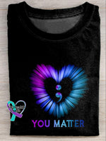 You Matter Suicide Prevention Awareness Printed Casual Crew Neck Short Sleeve T-Shirt Black / S