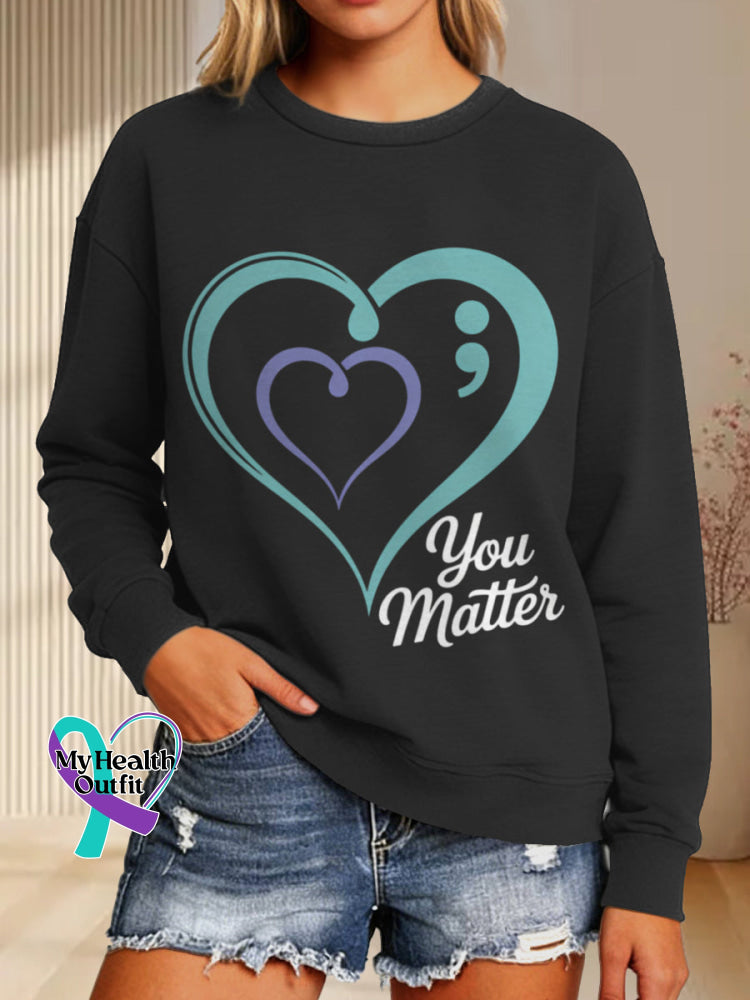 You Matter Vintage Art Print Casual Sweatshirt Black / S