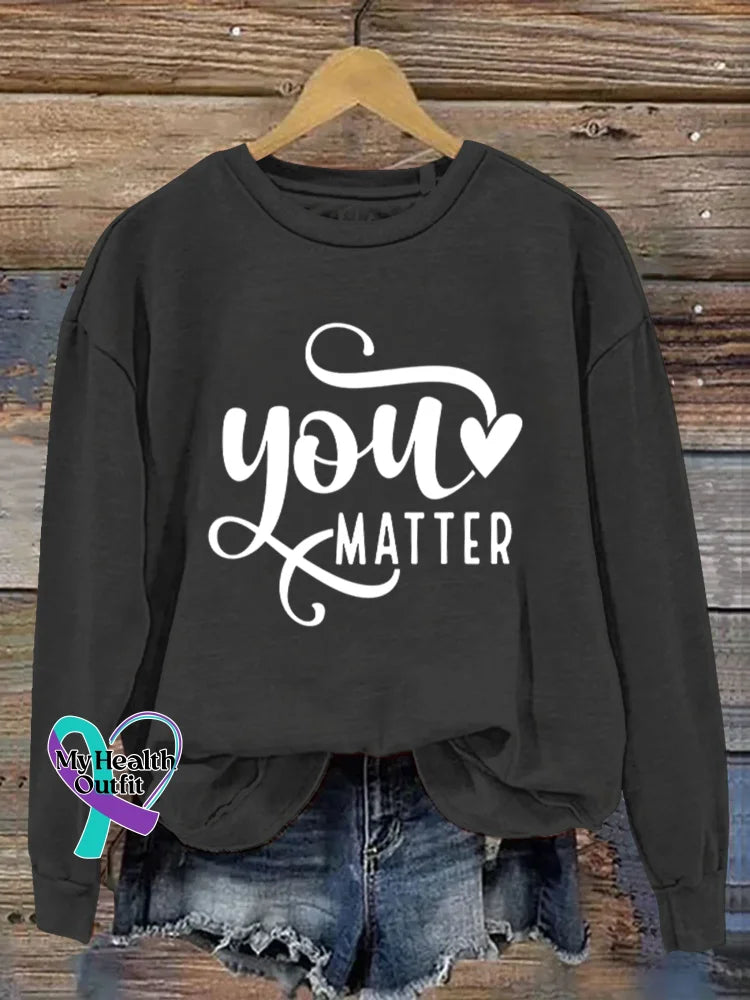 You Matter Vintage Art Print Casual Sweatshirt Black / S