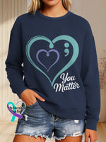 You Matter Vintage Art Print Casual Sweatshirt Blue / S