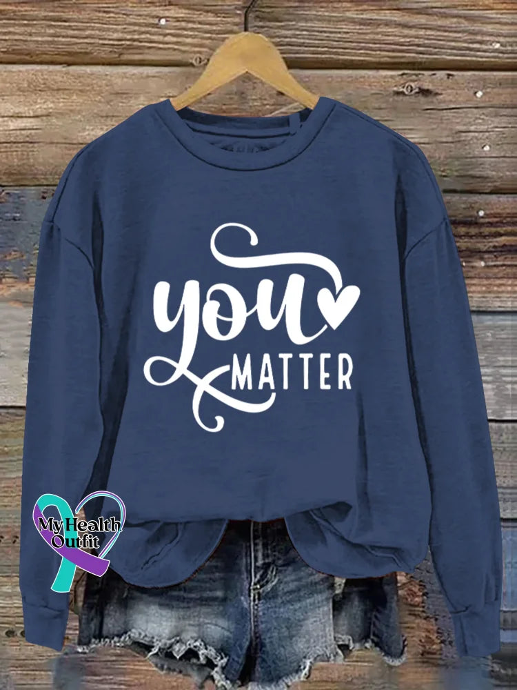 You Matter Vintage Art Print Casual Sweatshirt Blue / S
