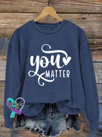 You Matter Vintage Art Print Casual Sweatshirt Blue / S