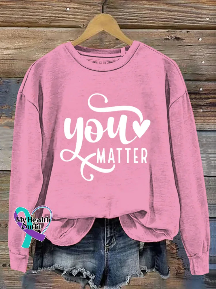 You Matter Vintage Art Print Casual Sweatshirt Pink / S