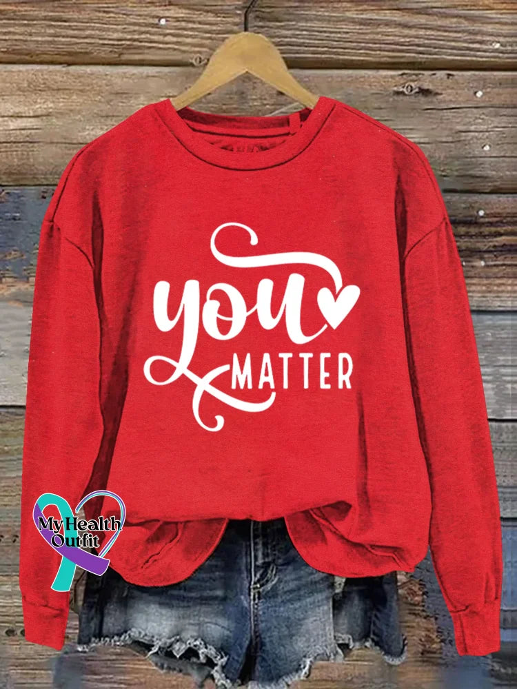 You Matter Vintage Art Print Casual Sweatshirt Red / S