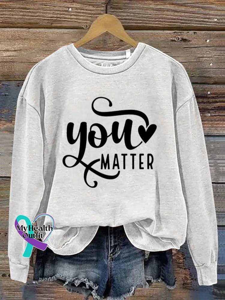 You Matter Vintage Art Print Casual Sweatshirt White / S