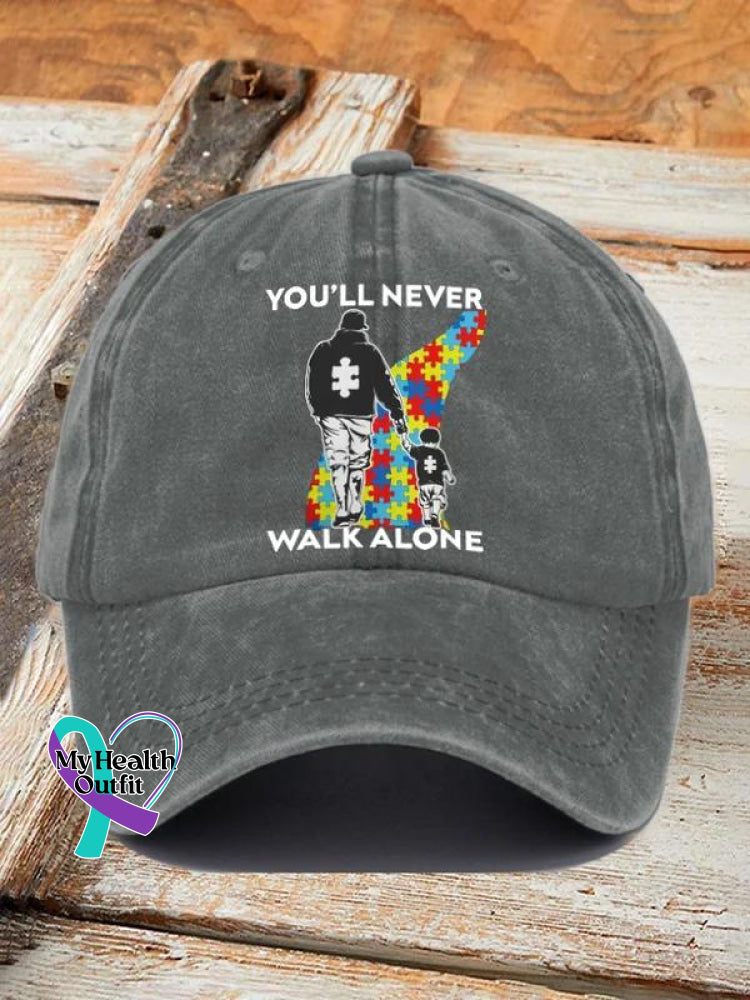 You’ll Never Walk Alone Autism Awareness Art Print Hats Grey / Onesize