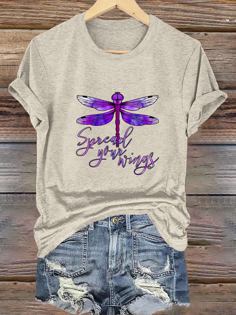 Dragonflies Can Also Fly High Round Neck Short Sleeve Casual Sports Shirt