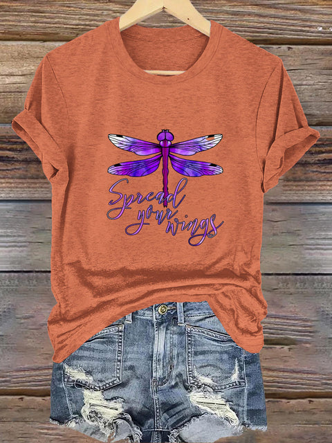 Dragonflies Can Also Fly High Round Neck Short Sleeve Casual Sports Shirt