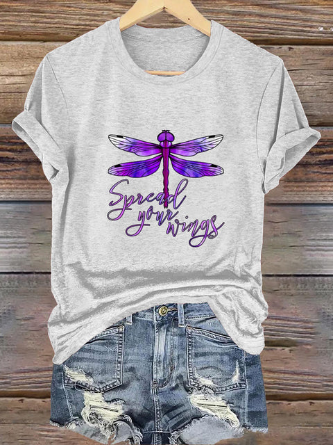 Dragonflies Can Also Fly High Round Neck Short Sleeve Casual Sports Shirt