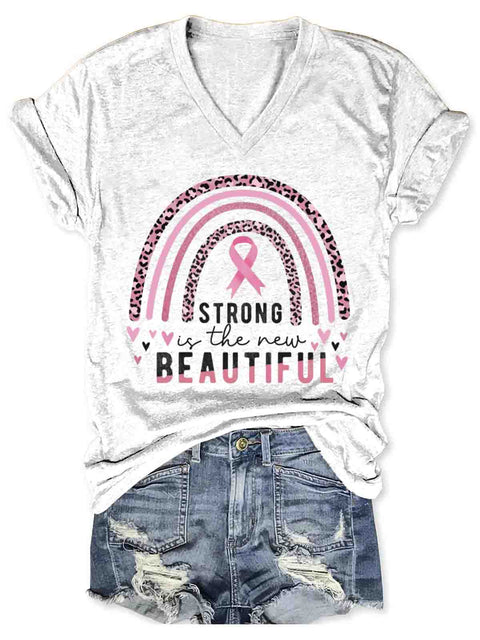Breast Cancer Awareness V-neck Casual T-Shirt