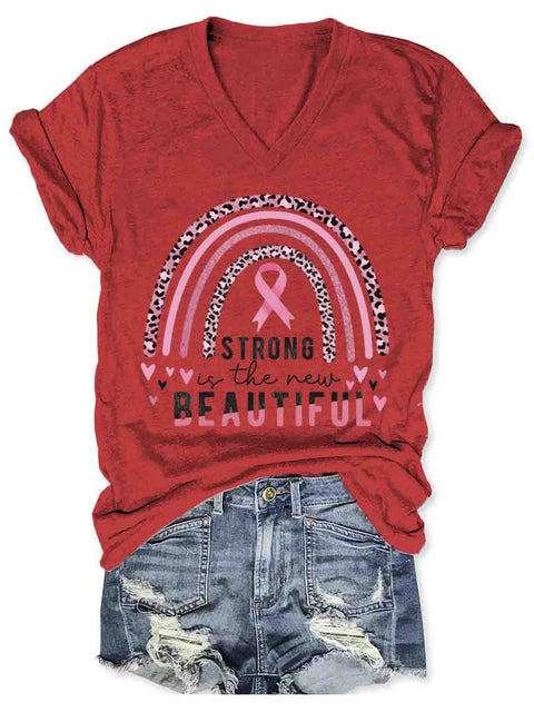Breast Cancer Awareness V-neck Casual T-Shirt