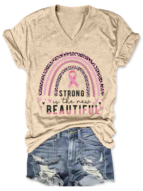 Breast Cancer Awareness V-neck Casual T-Shirt