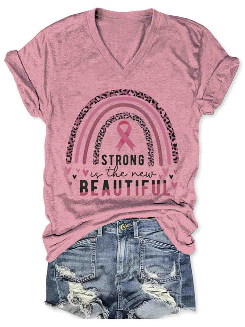 Breast Cancer Awareness V-neck Casual T-Shirt