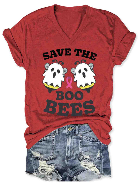 Breast Cancer Awareness V-neck Casual T-Shirt