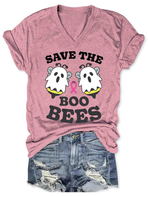 Breast Cancer Awareness V-neck Casual T-Shirt