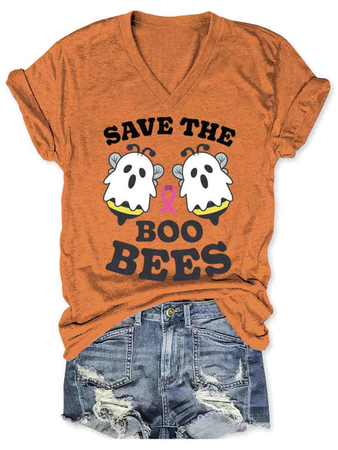 Breast Cancer Awareness V-neck Casual T-Shirt