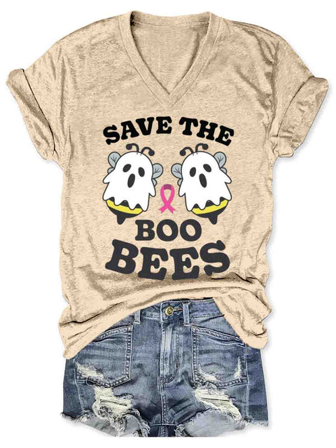 Breast Cancer Awareness V-neck Casual T-Shirt