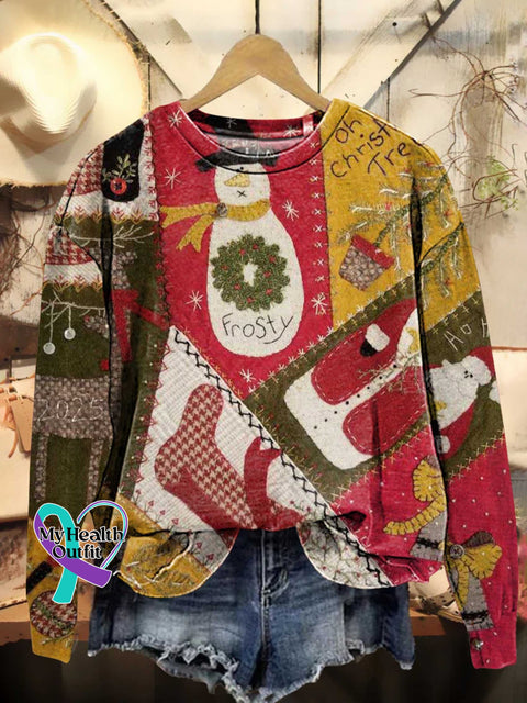 2025 Christmas Santa Claus Snowman Casual Sweatshirt Multicolor / S