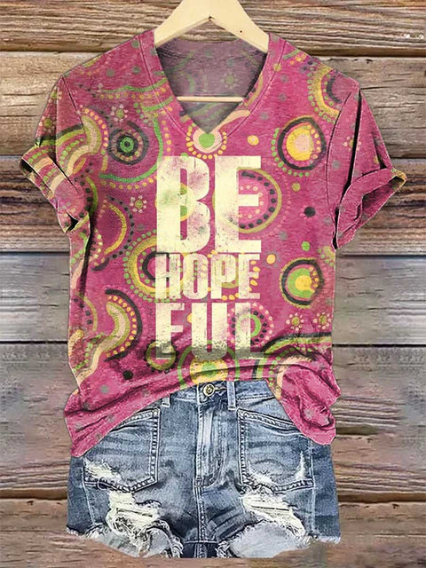 Women's Be Hopeful V-neck Casual T-Shirt