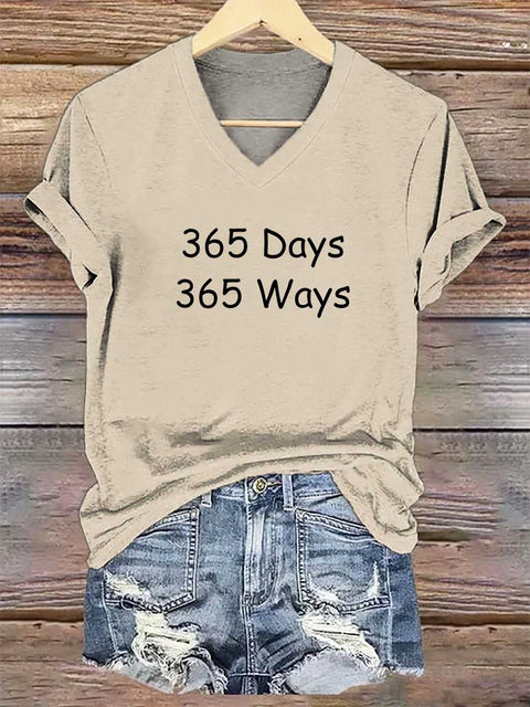 Women's 365 Days 365 Ways V-neck Casual T-Shirt